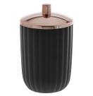 Porta Algodão Cotonete de Acrílico Redondo Preto Bagno 13X8CM DE Ø