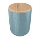Porta Algodão Cotonete OU Ceramica Azul c/ Tampa Bambu