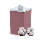 Porta Algodão Cotonete Plástico P/ Banheiro Modelo Quadratta Rose Porta Algodão Cotonete Plástico P/ Banheiro Modelo Quadratta Rose