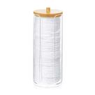 Porta Algodão De Plástico E Bambu Organizador Multiuso 18cm Porta Algodão De Plástico E Bambu Organizador Multiuso 18cm