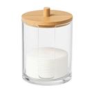 Porta Algodão De Plástico E Bambu Organizador Versátil 9cm