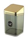 Porta Algodão Slim Luxo Acrílico com Tampa Preto Dourado -UZ