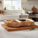 Porta Aperitivos 2 Divisorias Fibra Natural Petisqueira Frios Molheiras 31cm Mundiart