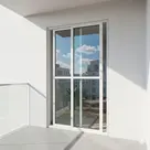 Porta Balcão 2 Folhas Vidro Alumínio Branco Linha 25 Com Fechadura Brecorimo Porta Balcão 2 Folhas Vidro Alumínio Branco Linha 25 Com Fechadura Brecorimo