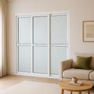 Porta Balcão 3 Folhas Vidro Alumínio Branco Linha 25 Com Fechadura Brecorimo