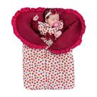 Porta Bebê Saco de Dormir Inverno 100% Algodão Aconchego Corações Marsala