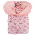 Porta Bebê Saco De Dormir Menina Quentinha Charmosa Salmão