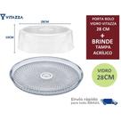 Porta Bolo Boleira De Vidro 28cm Vitazza + Brinde Tampa Cúpula 25cm Acrílico Transparente Porta Bolo Boleira De Vidro 28cm Vitazza + Brinde Tampa Cúpula 25cm Acrílico Transparente