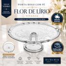 Porta Bolo Boleira De Vidro Prato Com Pé Flor De Lirio Vitazza 33cm