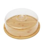 Porta Bolo Com Tampa De Bambu 28x28x9,5cm - Jolitex