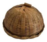 Porta Bolo Pão Boleira Com Tampa Palha Bandeja Bambu Pães 15x30x30