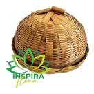 Porta Bolo Pão Boleira Com Tampa Palha Bandeja Bambu Pães 15x30x30