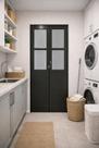 Porta Camarão Lambril Alumínio Preto Com Vidro Boreal Lado Esquerdo 210x100 Porta Camarão Lambril Alumínio Preto Com Vidro Boreal Lado Esquerdo 210x100