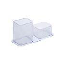 Porta caneta/clips duplo cristal