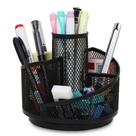 Porta Caneta Giratório Organizador De Mesa Em Metal Preto Multiuso Escritório Home Office Escolar Com Divisórias Base Gi Porta Caneta Giratório Organizador De Mesa Em Metal Preto Multiuso Escritório Home Office Escolar Com Divisórias Base Gi