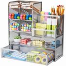 Porta-canetas de mesa Marbrasse Mesh com gaveta para material de escritório