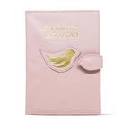 Porta Cartão de Vacina de Couro - Rosa Bebê / Dourado