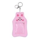 Porta-cartões MOSSTYUS Cute Plush Photocard com chaveiro rosa
