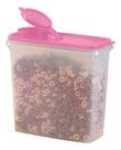 Porta Cereais Transparente com Tampa Rosa - 2,8 Litros