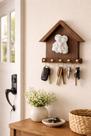 Porta Chave Casinha 20CM Madeira Pinus Porta Entrada Resistente Sofisticado Decorativo Lar Luxo