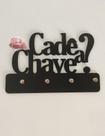 Porta chave de MDF parede - CADÊ A CHAVE com fita 3m com 4 ganchos