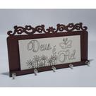 Porta Chaves 5 Ganchos Parede Decoração Moderna Madeira MDF Porta Chaves MDF:Deus é Fiel