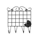 Porta Chaves Aramado Metal Preto Black Vintage 4 Gancho