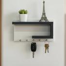 Porta chaves Branco com Preto em MDF Organizador Decoração para casa Porta chaves Branco com Preto em MDF Organizador Decoração para casa
