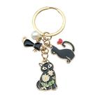Porta-chaves Charm Cute Black Cat Pearl Enamel