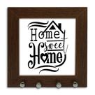 Porta Chaves de Parede Home Sweet Home Moldura Madeira 12x12