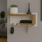 Porta chaves em MDF Organizador Decoração para casa Cor:Branco com amadeirado