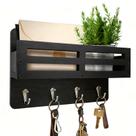 Porta-Chaves KISENG 35,8 cm para Parede com 4 Ganchos Preto Porta-Chaves KISENG 35,8 cm para Parede com 4 Ganchos Preto