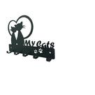 Porta Chaves Love My Cats 22 x 16 cm Preto Lixa