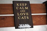 Porta-chaves mdf keep calm and love cats