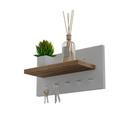Porta Chaves Minimalista de Parede com 5 pinos Branco e Freijo