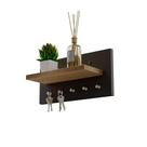 Porta Chaves Minimalista de Parede com 5 pinos Preto e Carvalho