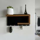 Porta chaves Preto com Amadeirado em MDF Organizador Decoração para casa