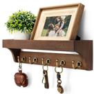 Porta-chaves Rebee Vision Farmhouse com 5 ganchos e prateleira de madeira