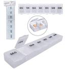Porta comprimido de plastico retangular semanal com 7 compartimentos 15x3cm - SAZ COMERCIO