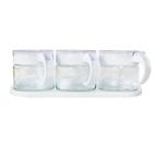 Porta condimento de vidro 300ml com 3 pçs com colher e suporte