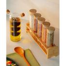 Porta condimento de vidro borossilicato com suporte de bambu 100ml para cozinha tempero temperos condimentos sal kit