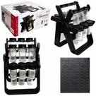 Porta Condimento De Vidro / Plastico Com 18 Peças 85ml + Suporte Giratório Line Black Porta Condimento De Vidro / Plastico Com 18 Peças 85ml + Suporte Giratório Line Black