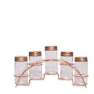 Porta Condimentos 05 Pçs com Suporte Rose Porta Condimentos 05 Pçs com Suporte Rose