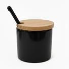 Porta Condimentos Cerâmica e Bambu Moderno 300ml - Luxo COR:PRETO