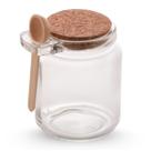 Porta Condimentos De Vidro Colher Bambu E Tampa Rolha 240ml