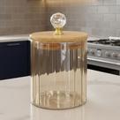 Porta Condimentos de Vidro Hermético 500ml com Tampa de Bambu Pote para cozinha Sala Banheiro multifuncional Porta Condimentos de Vidro Hermético 500ml com Tampa de Bambu Pote para cozinha Sala Banheiro multifuncional