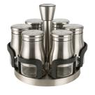 Porta Condimentos e Temperos de Luxo Com Suporte Giratório e 6 Potes 150ml Cada Inox Uny Home Porta Condimentos e Temperos de Luxo Com Suporte Giratório e 6 Potes 150ml Cada Inox Uny Home
