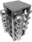 Porta Condimentos e Temperos Giratório 16 Potes de Vidro Com Tampa Inox 1212-16A