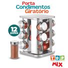 Porta Condimentos Giratório com 12 potes em Vidro e Inox