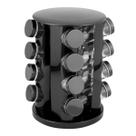 Porta Condimentos Giratório Cor Preto Com 16 Potes De Vidro Porta Condimentos Giratório Cor Preto Com 16 Potes De Vidro